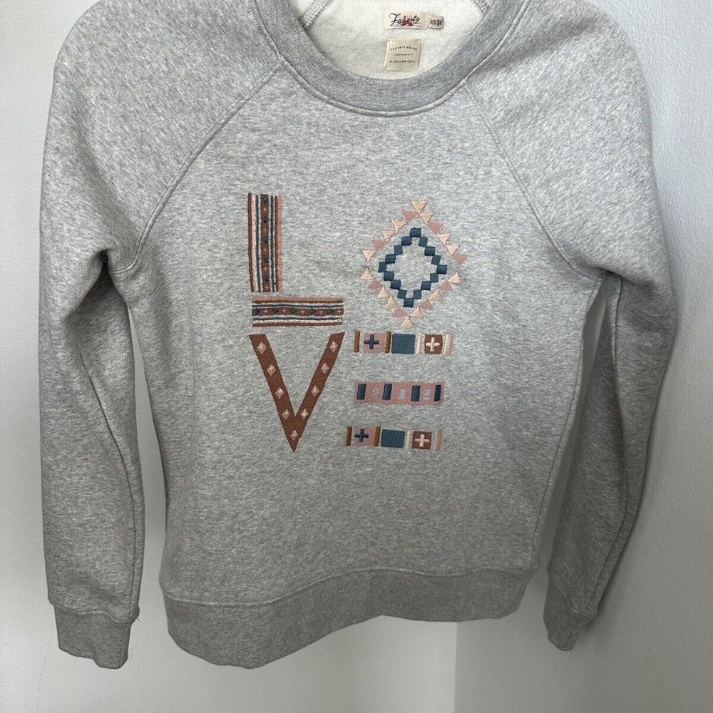 Faherty pullover sweater womens XXS Gray with LOVE design Extra Small, KID SIZE